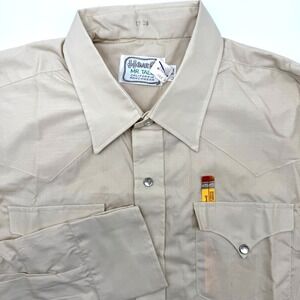 H Bar C Western Shirt Mens 17-38 Tan Mr Tall California Ranchwear Pearl Snap USA